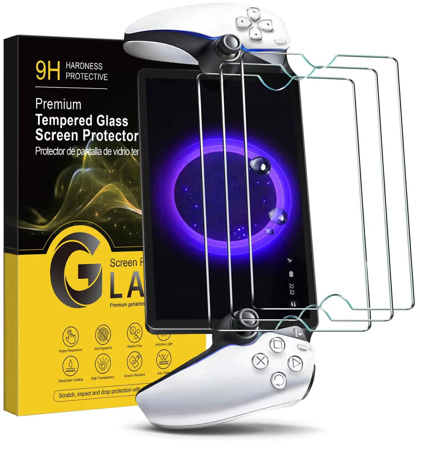 STARVINA 3 Pack Tempered Glass Screen Protector for PlayStation Portal Remote Player - Transparent HD Clear Anti-Scratch Anti-Fingerprint Easy Installation Kit for PlayStation portal screen