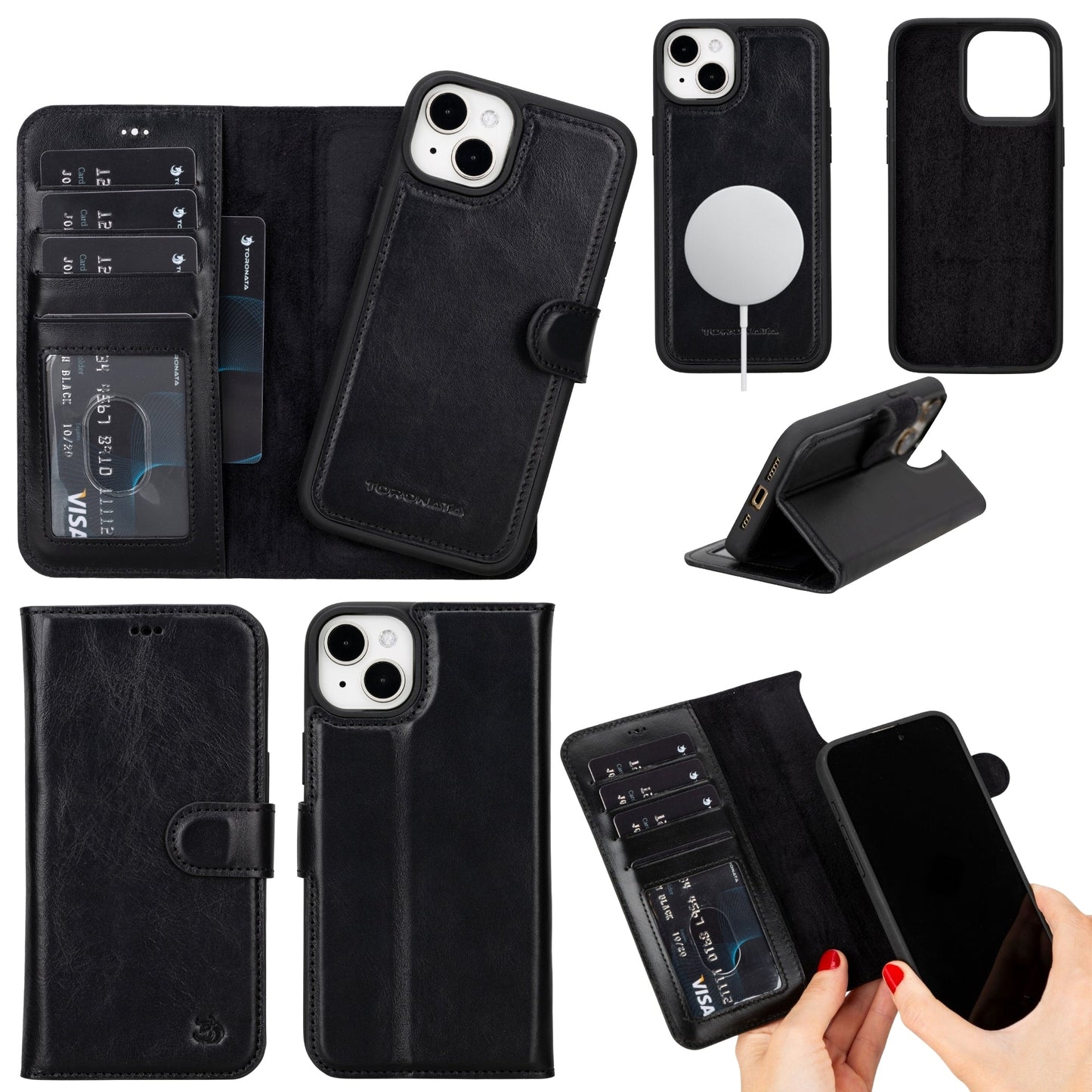 Casper Leather iPhone 15 Plus Wallet Case | Detachable MagSafe Compatible RFID Protection
