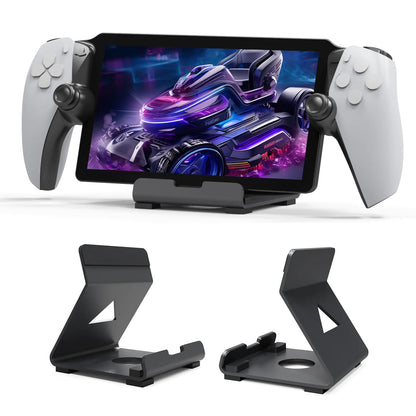 NINKI Metal Desktop Stand Compatible PlayStation Portal/ROG Ally/Steam Deck/Switch/Legion GoAluminum Phone Stand for Gaming AccessoriesPortable Holder Stand for Phones/Tablets StandBlack